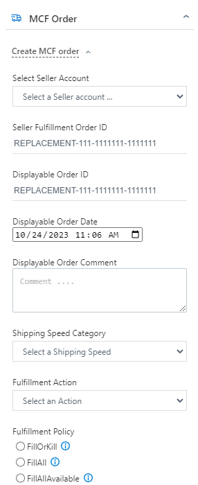 Creating an Amazon MCF order for Walmart