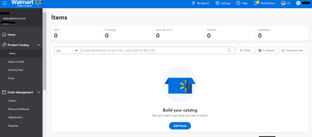 Adding items to Walmart Seller Center for the first time
